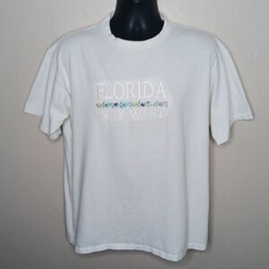 VTG 90s Florida Key West Adult Large T-shirt Vacation Tee White Crew Neck Oneita